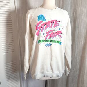 Fruit of the Loom Sweater Size XL 90's Vintage Maximalist State Fair Neon